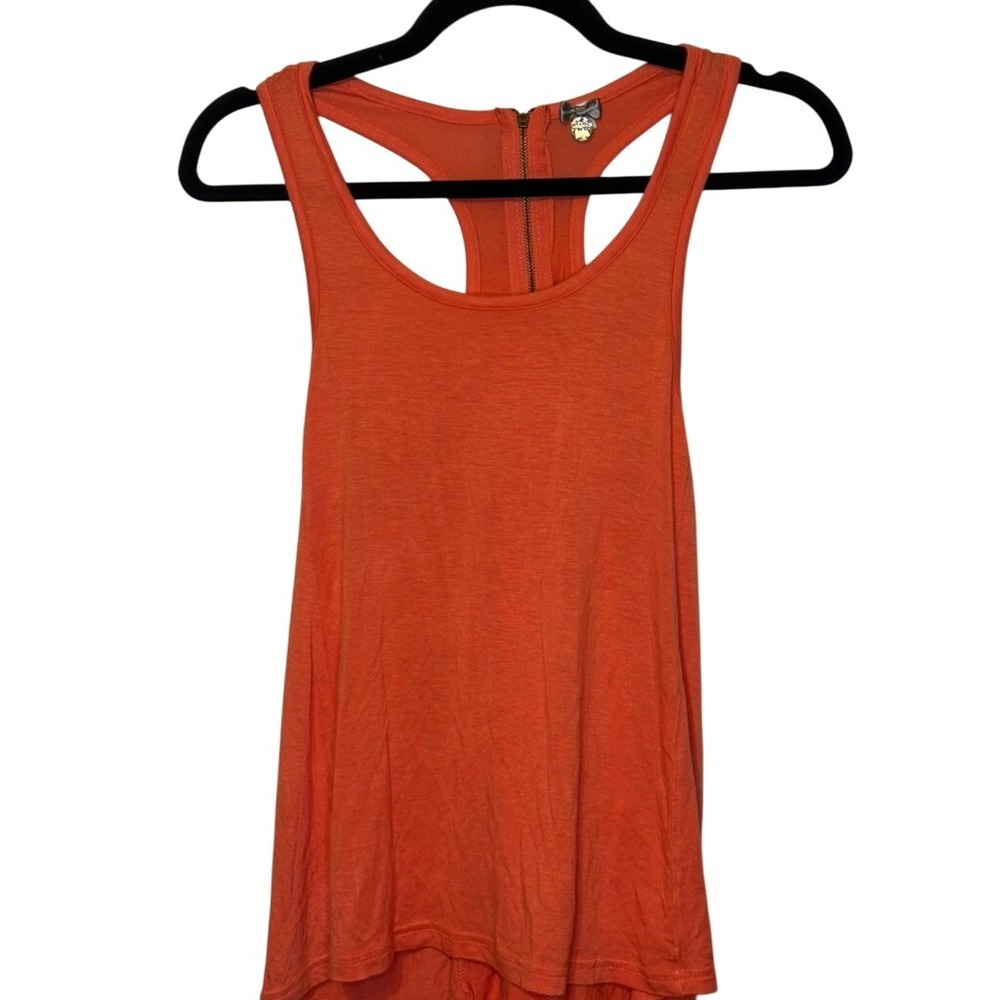 Poof! Orange Racerback Tank Top with Zipper Detail Women's Medium